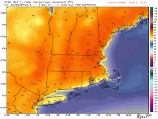 Will Sunday be warm like the GFS is forecasting? Image provided by WeatherBell,