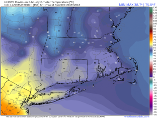 Saturday could be chilly if the ECMWF is correct. Image provided by WeatherModels.com